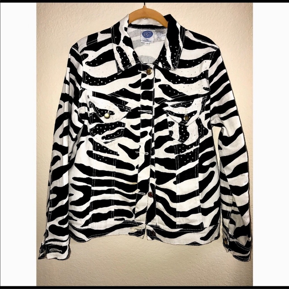 🔥DIANE GILMAN ZEBRA DENIM JACKET